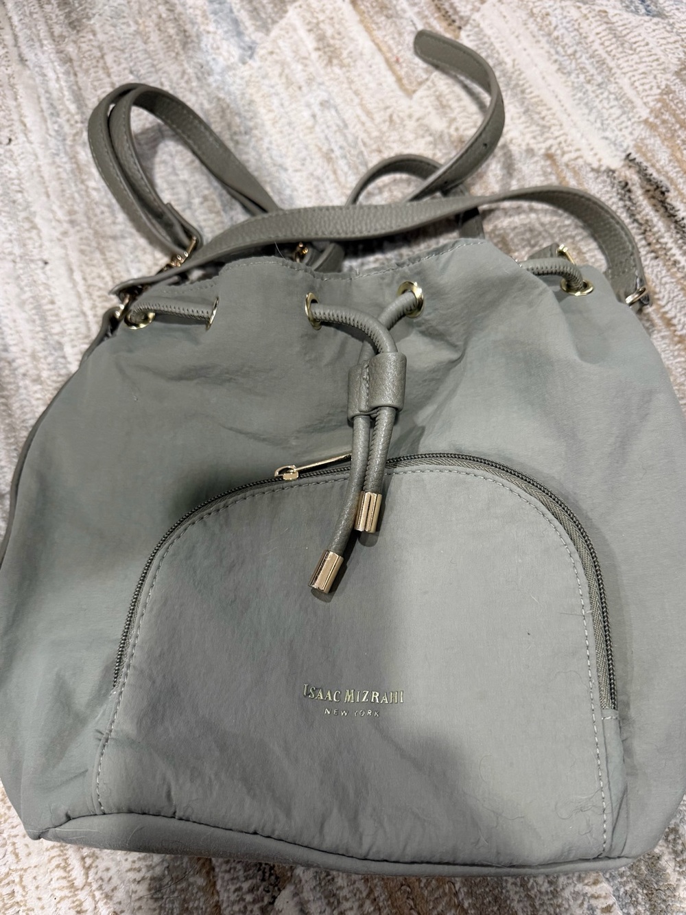 Isaac Mizrahi Drawstring Bucket Bag in Sage